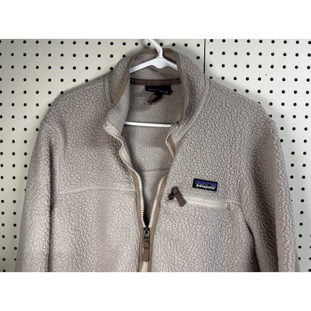 Patagonia Sherpa Jacket Womens Large Beige Fleece Long Sleeve Fleece Coat F2022 - Picture 5 of 15